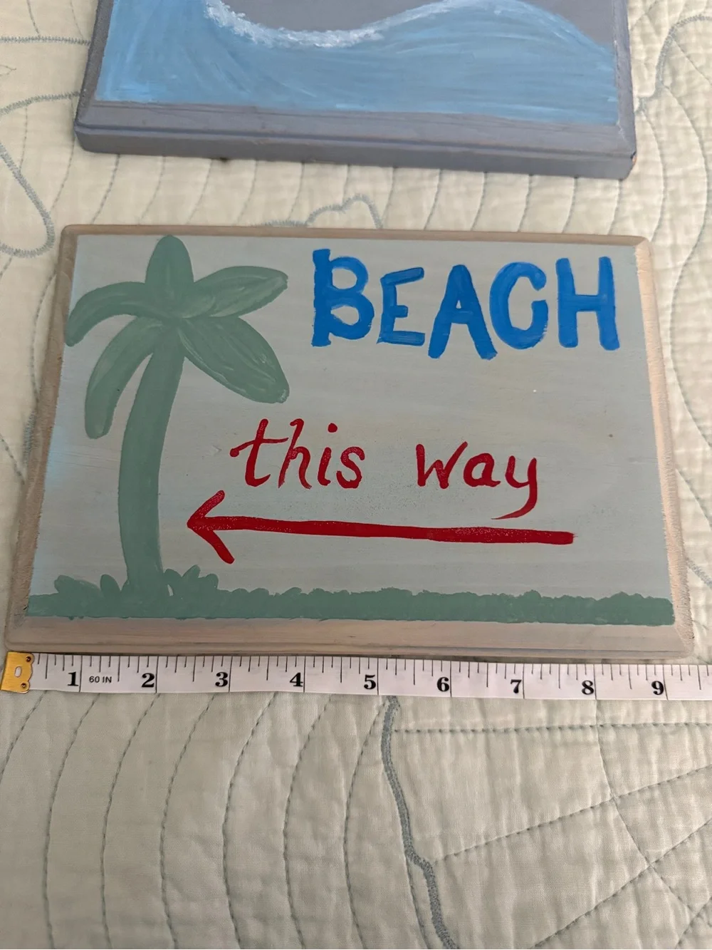 Coastal 'Surf's Up' and 'Beach This Way' Wooden Signs
